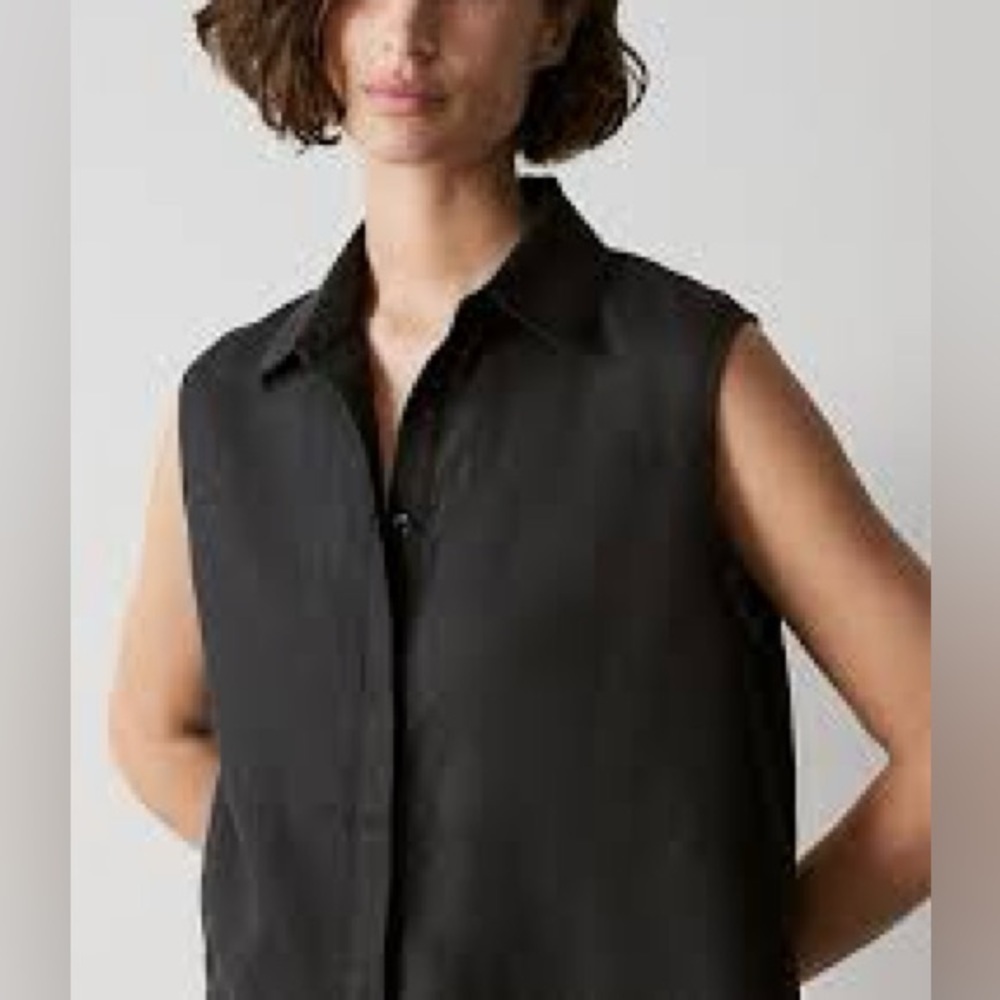 𝅺SPORTMAX by MaxMara Italian Linen Zip Sleeveless Shirt US 12